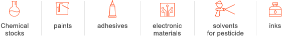 Chemical stocks / paints / adhesives / electronic materials / solvents for pesticide / inks